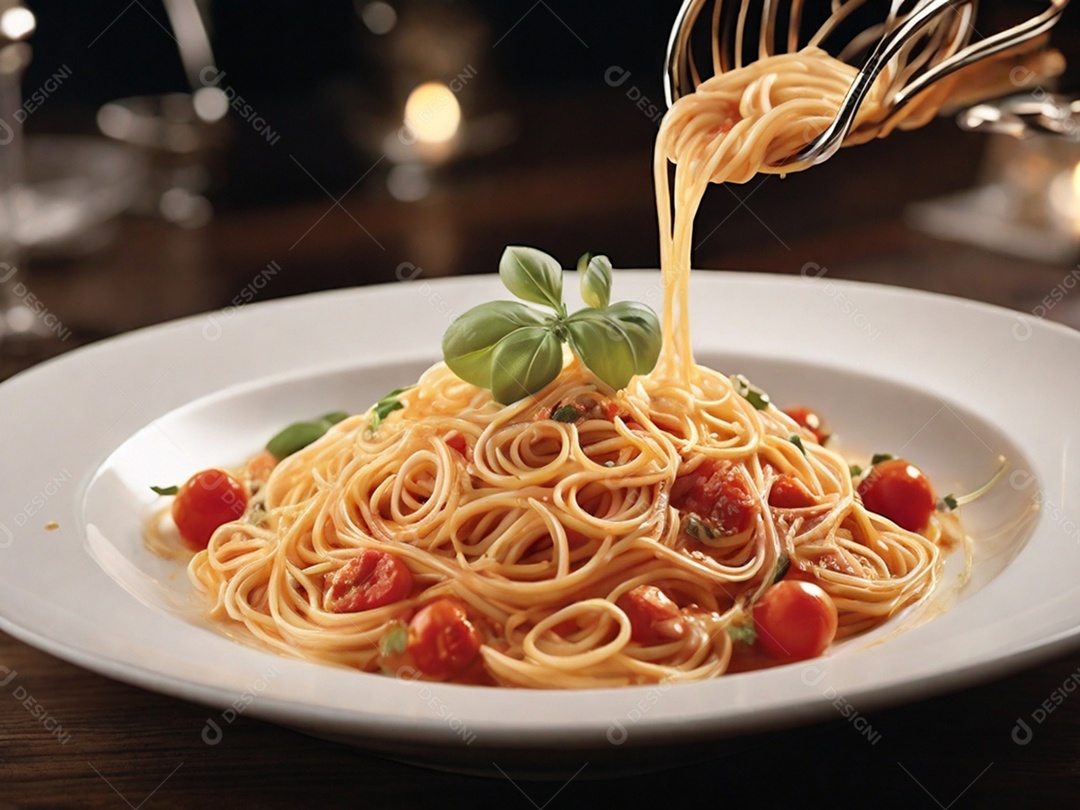 Macarronada tradicional com molho de tomate