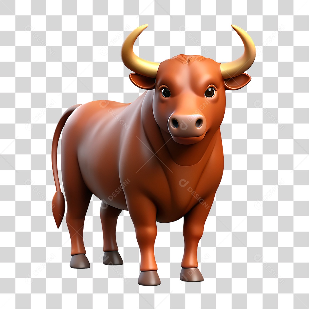Mascote 3D Touro PNG Transparente