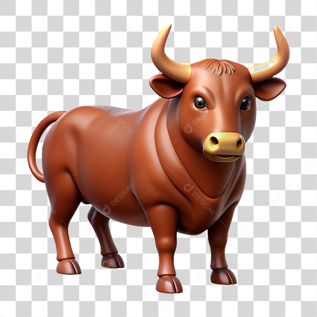 Mascote 3D Touro PNG Transparente
