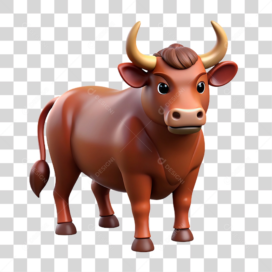 Mascote 3D Touro PNG Transparente