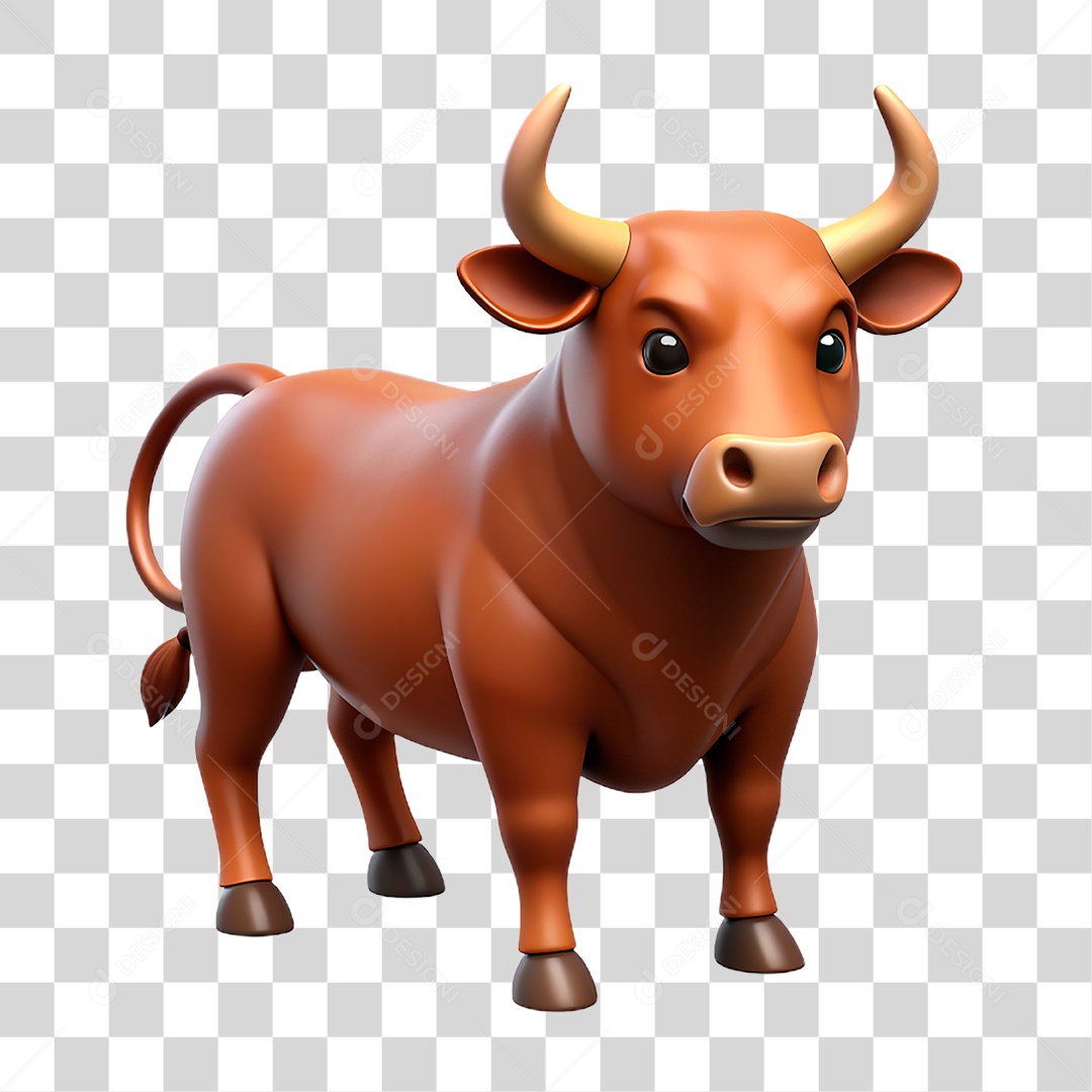 Mascote 3D Touro PNG Transparente