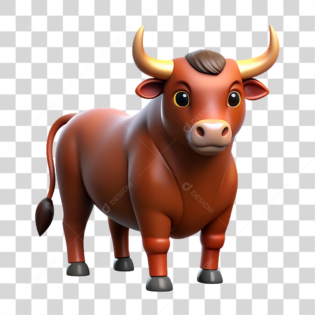 Mascote 3D Touro PNG Transparente