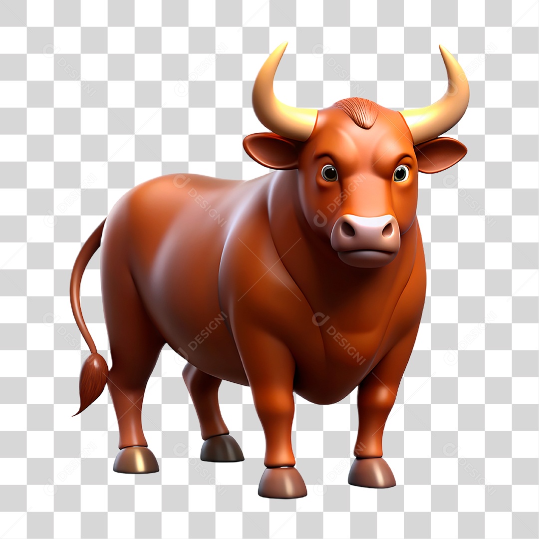 Mascote 3D Touro PNG Transparente