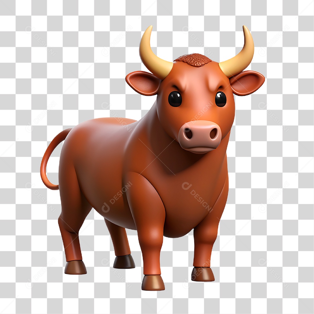 Mascote 3D Touro PNG Transparente