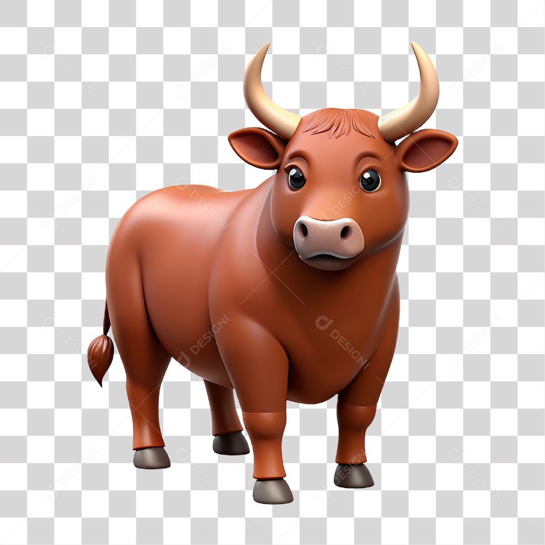 Mascote 3D Touro PNG Transparente