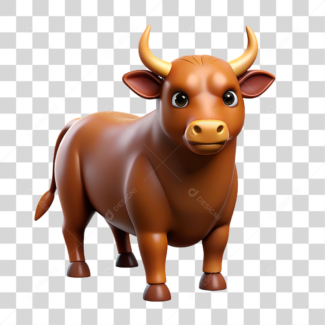 Mascote 3D Touro PNG Transparente