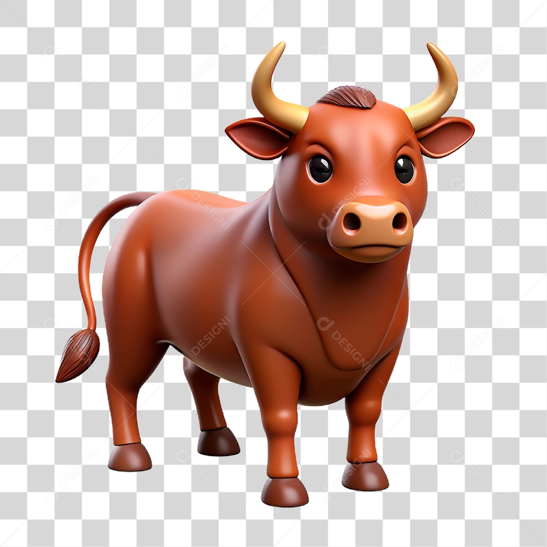 Mascote 3D Touro PNG Transparente