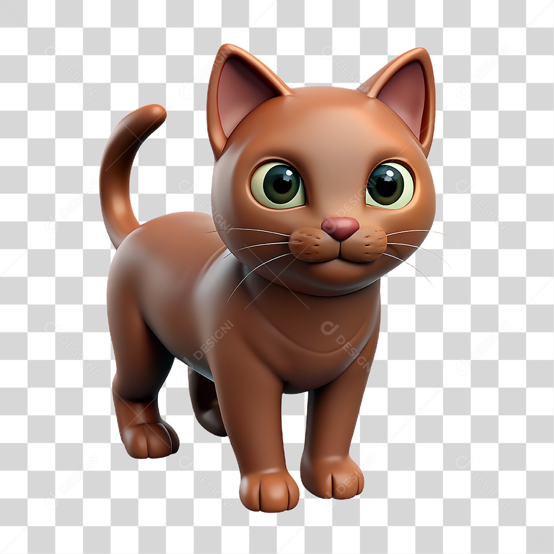 Mascote 3D Gato PNG Transparente