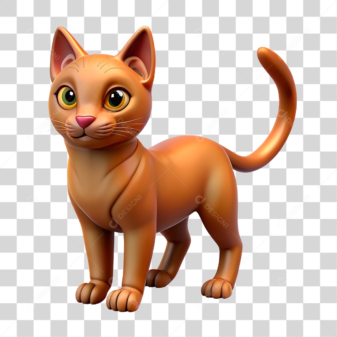 Mascote 3D Gato PNG Transparente