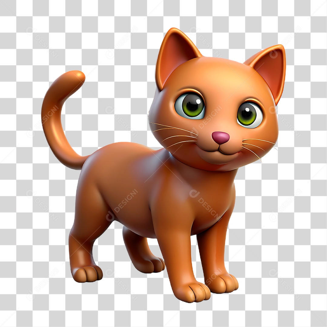 Mascote 3D Gato PNG Transparente