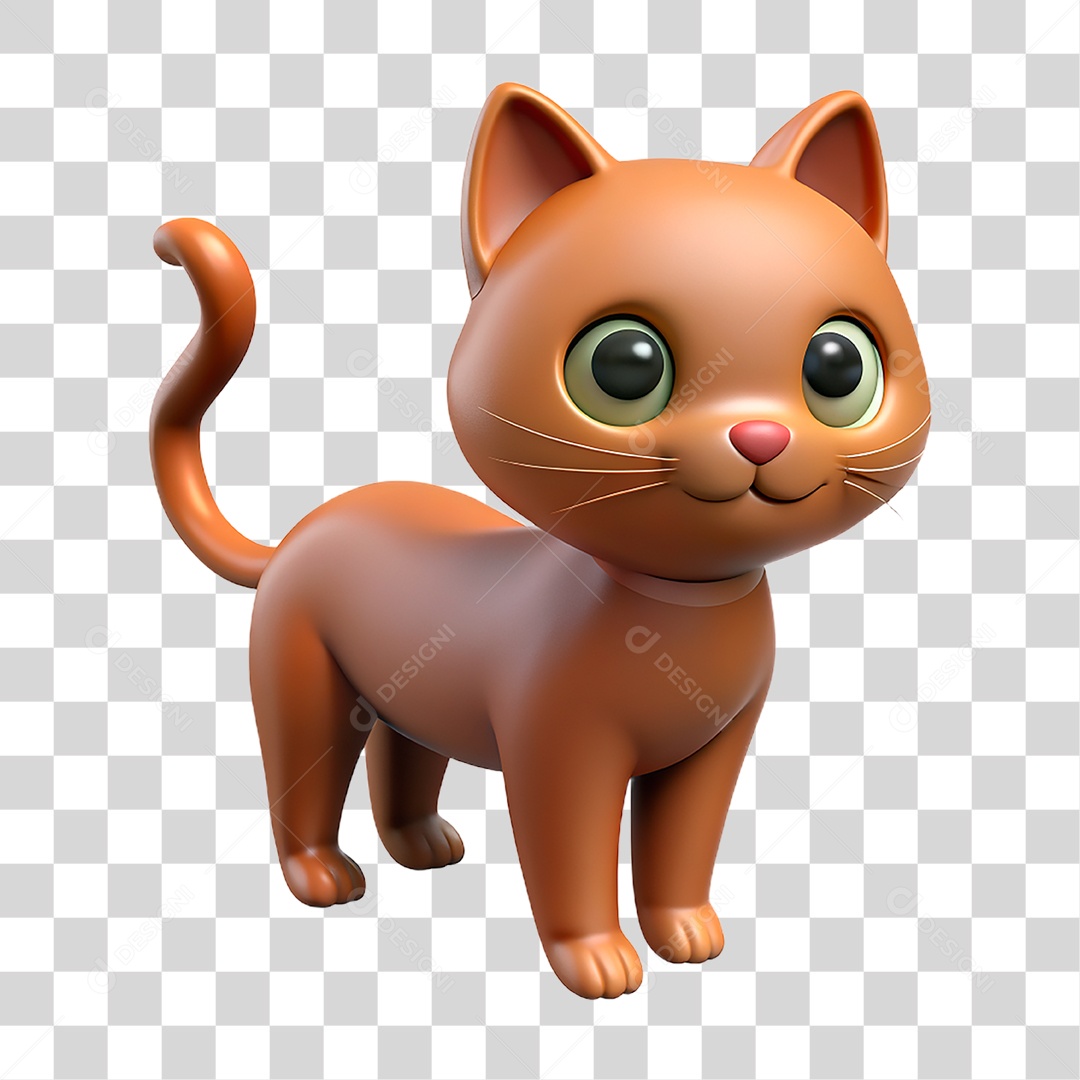Mascote 3D Gato PNG Transparente