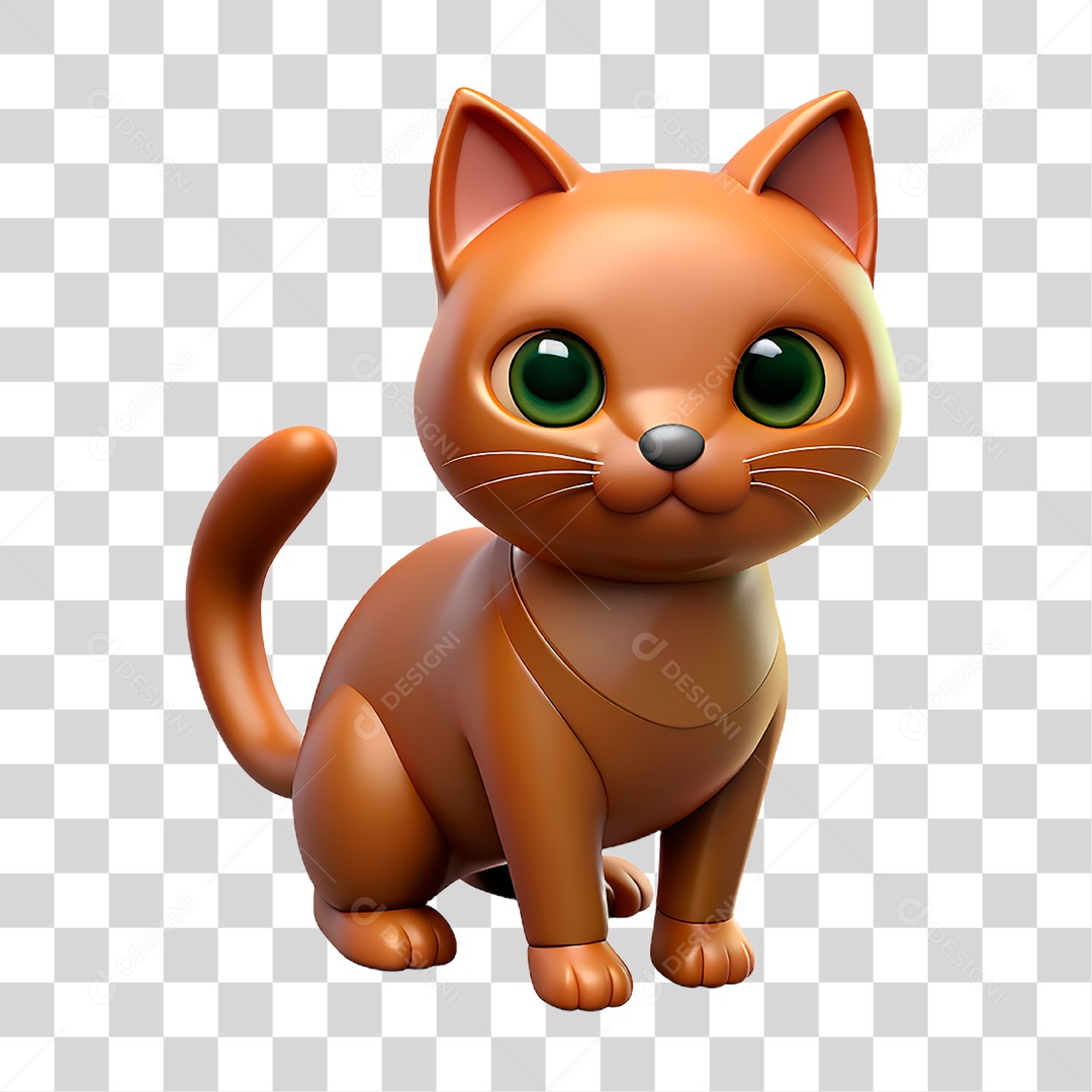 Mascote 3D Gato PNG Transparente