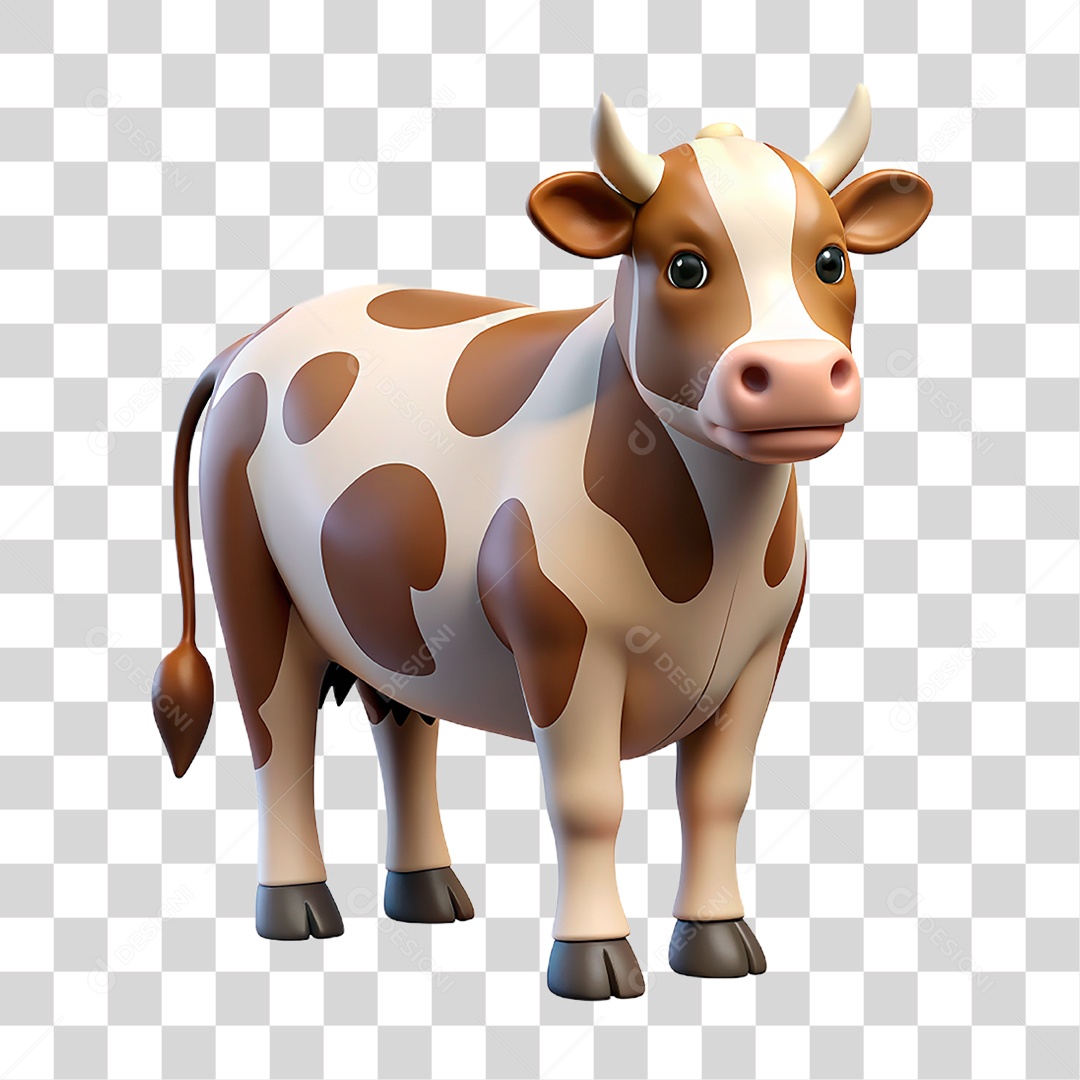 Mascote 3D Vaca Pintada PNG Transparente