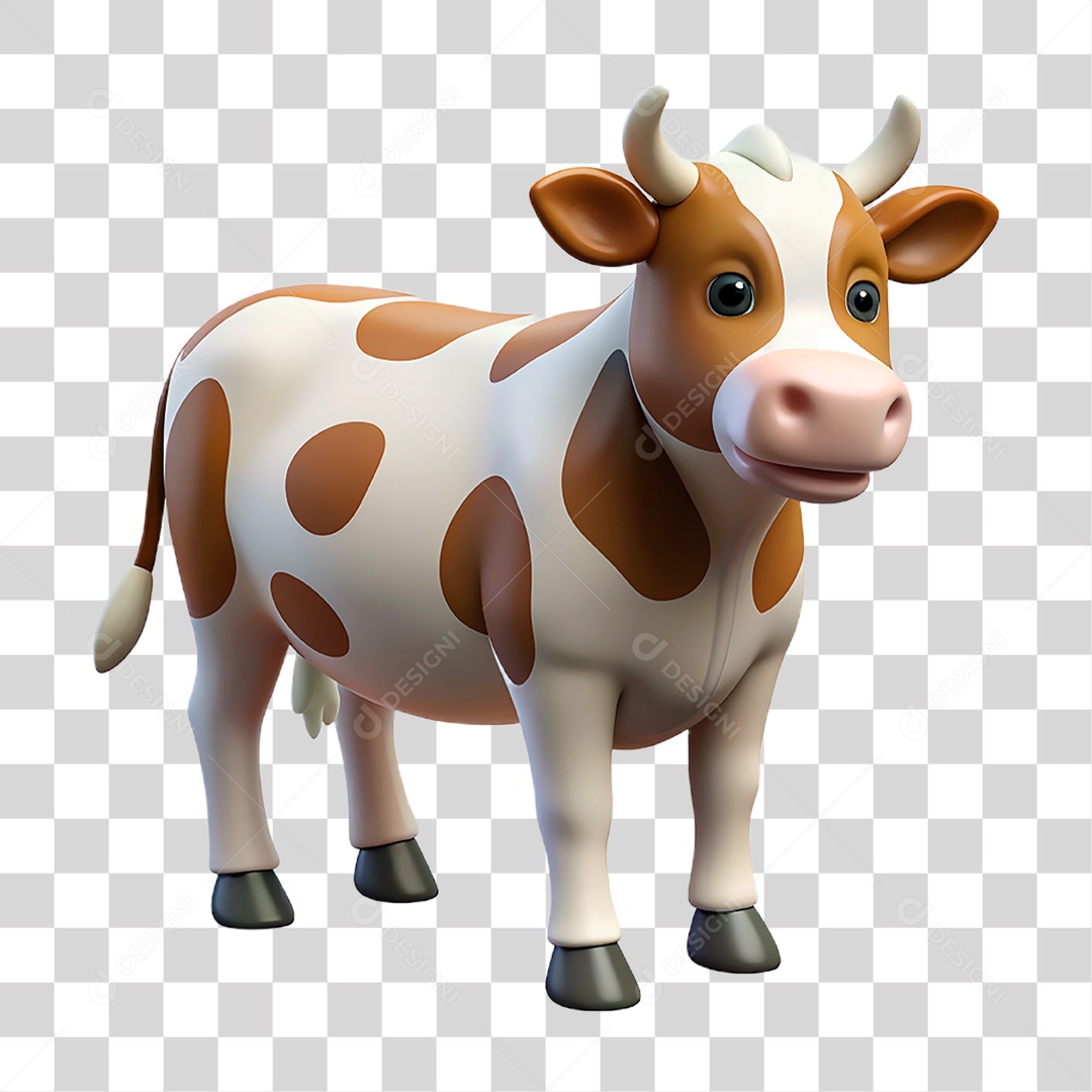 Mascote 3D Vaca Pintada PNG Transparente