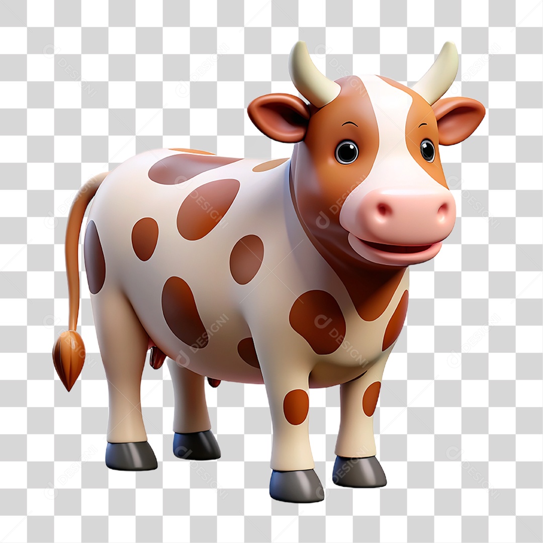 Mascote 3D Vaca Pintada PNG Transparente