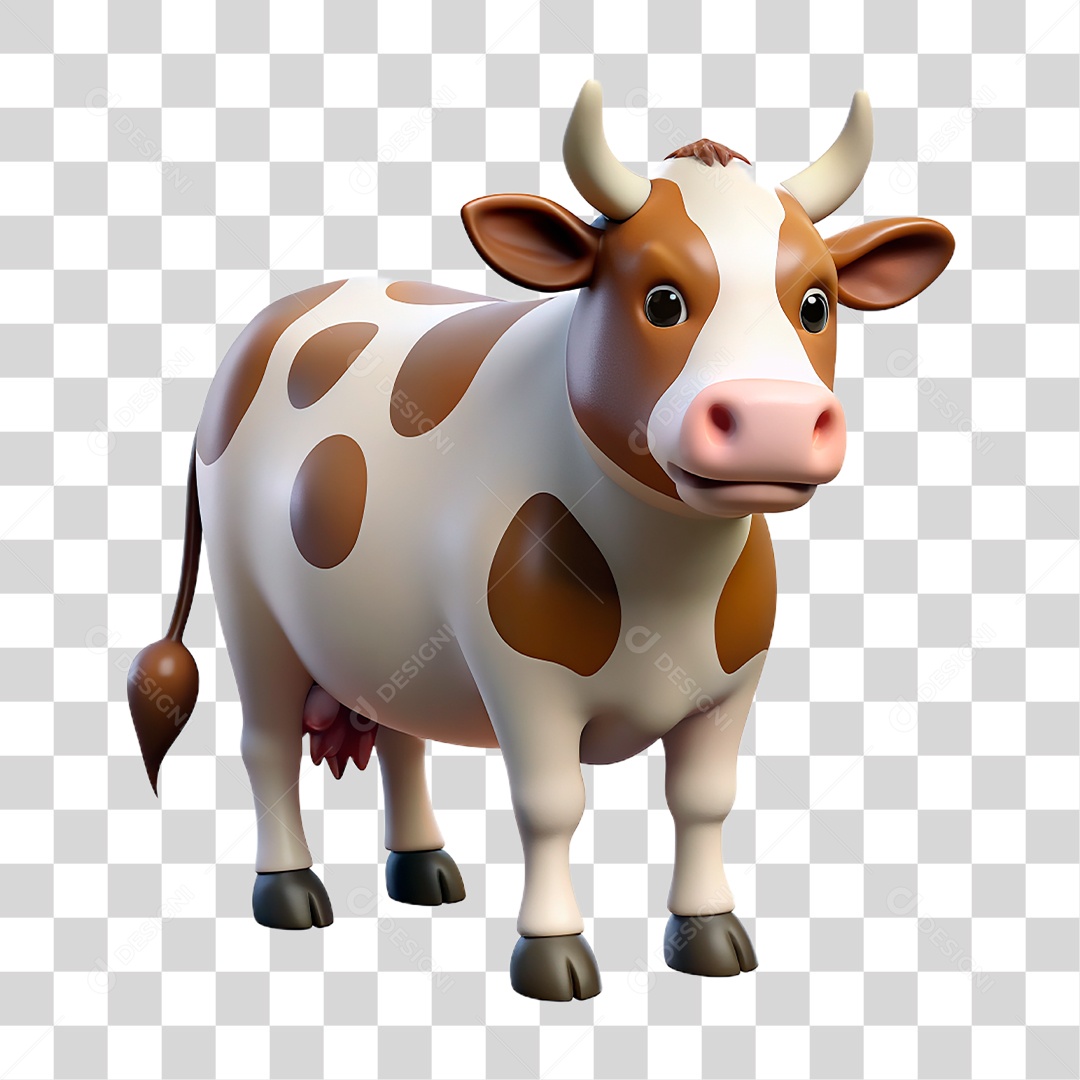 Mascote 3D Vaca Pintada PNG Transparente