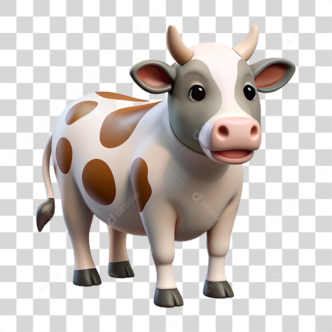 Mascote 3D Vaca Pintada PNG Transparente