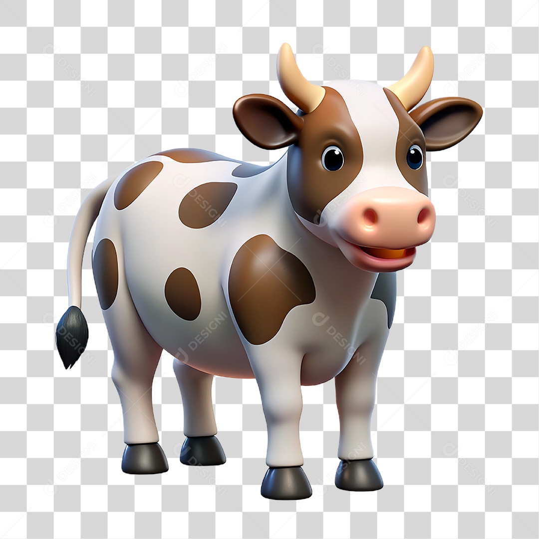 Mascote 3D Vaca Pintada PNG Transparente