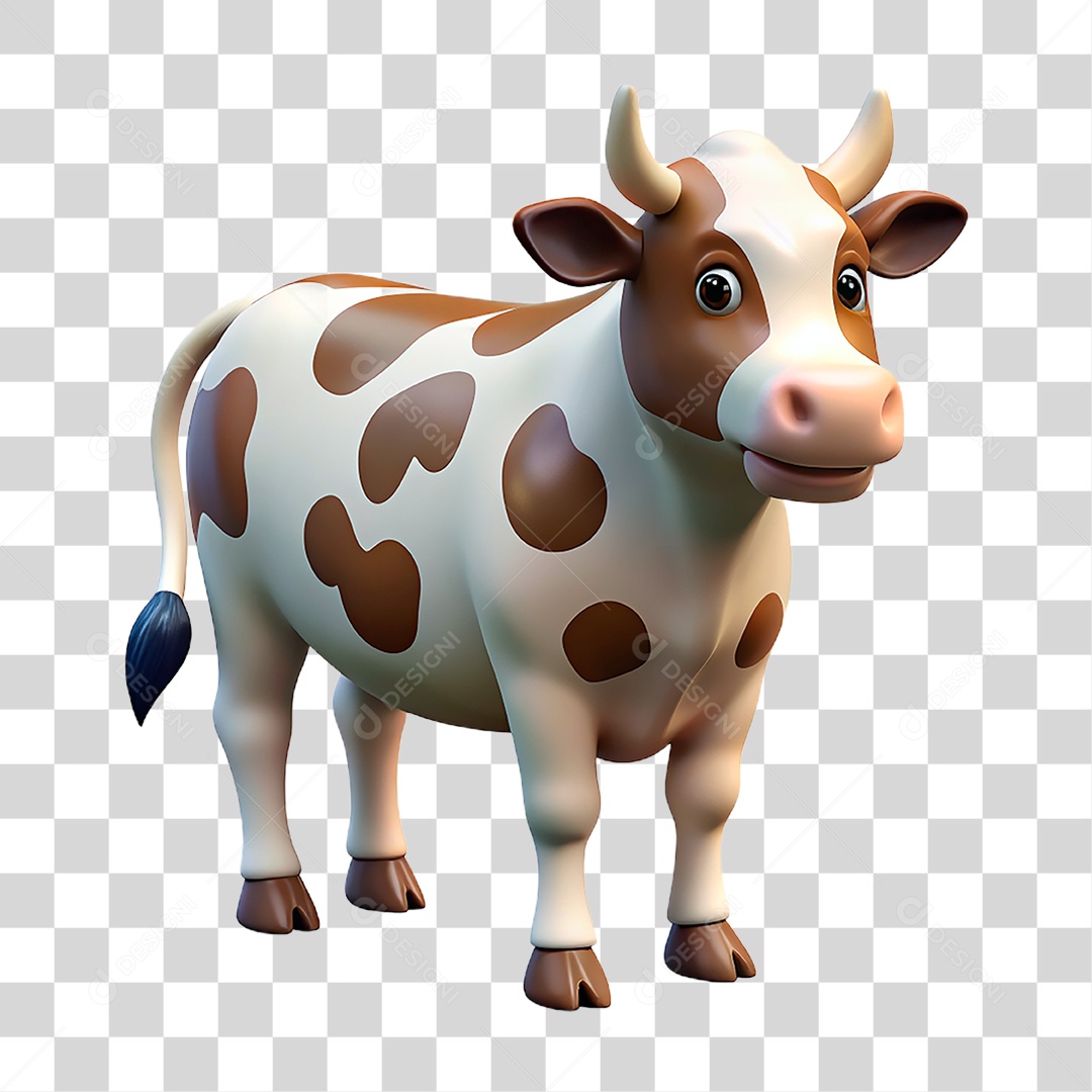 Mascote 3D Vaca Pintada PNG Transparente