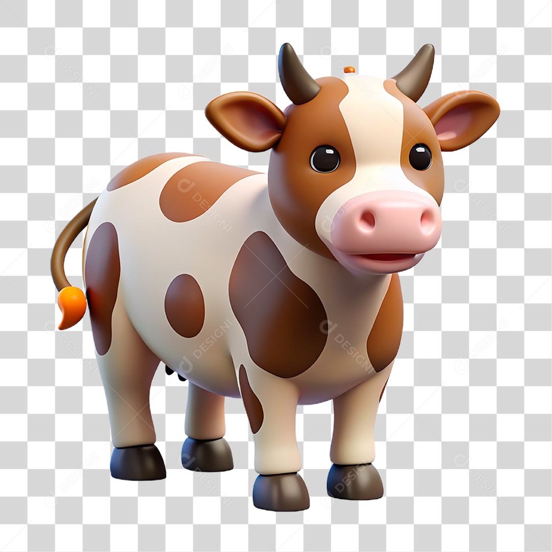 Mascote 3D Vaca Pintada PNG Transparente