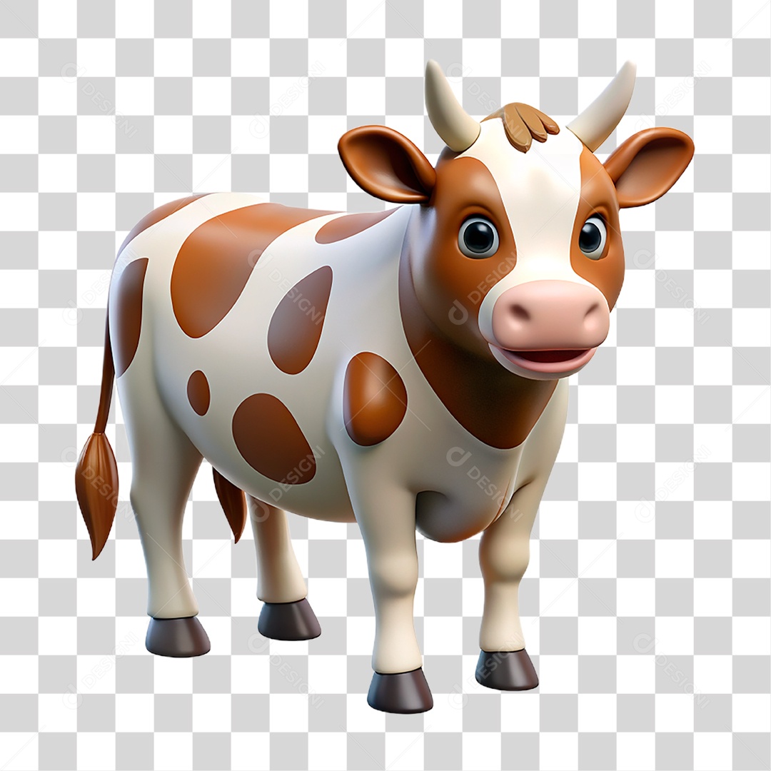 Mascote 3D Vaca Pintada PNG Transparente