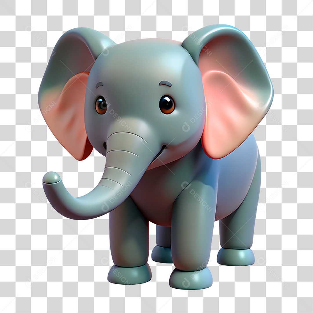 Mascote 3D Elefante PNG Transparente