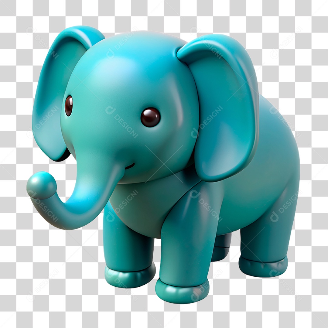 Mascote 3D Elefante PNG Transparente