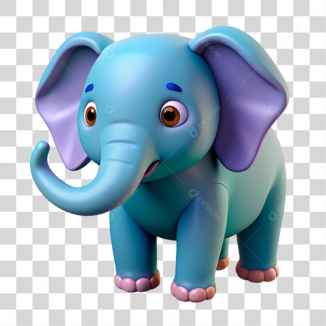 Mascote 3D Elefante PNG Transparente