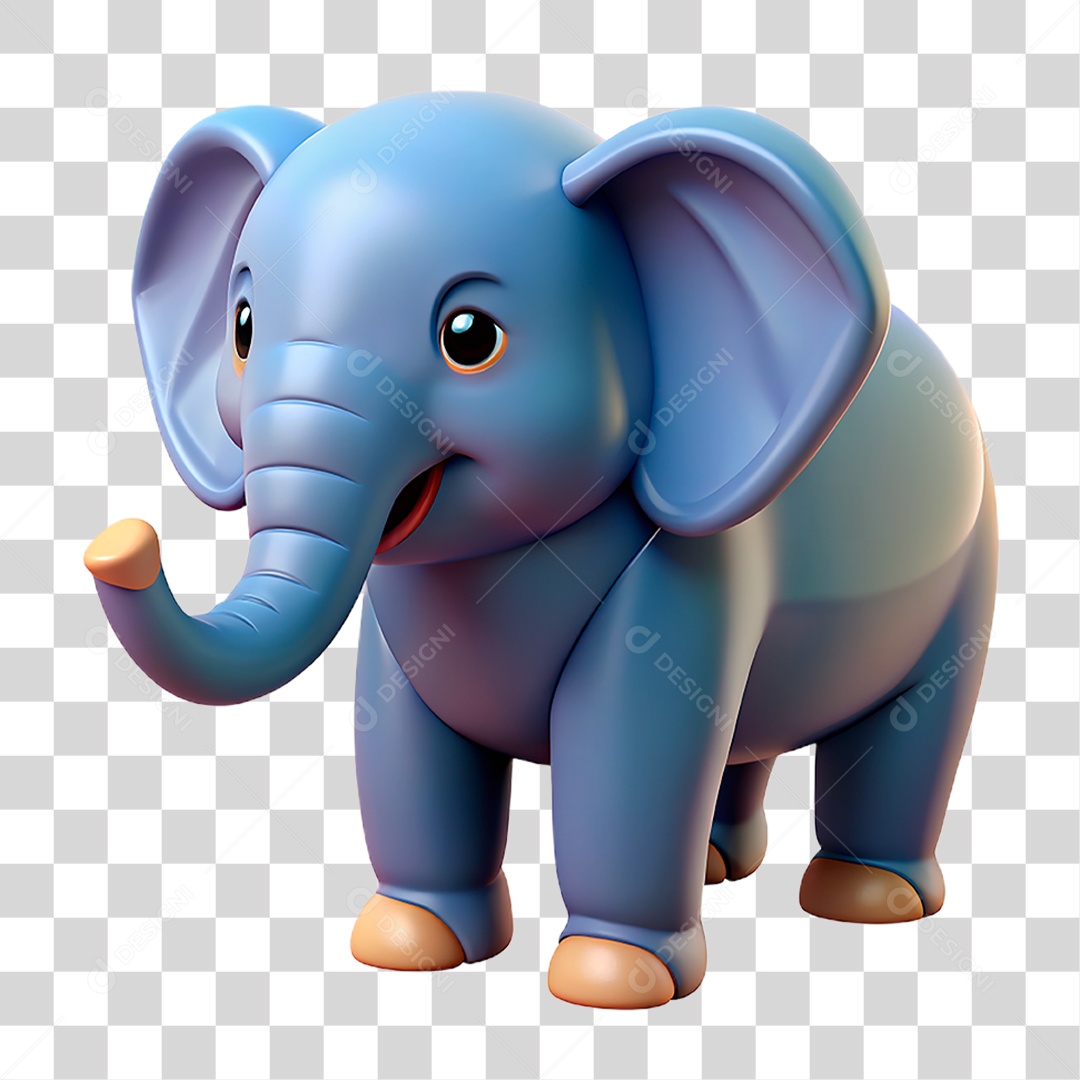 Mascote 3D Elefante PNG Transparente