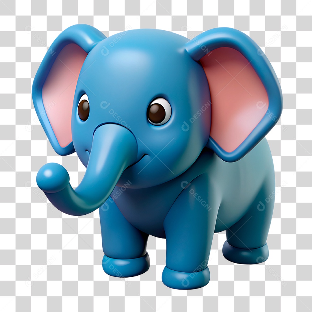 Mascote 3D Elefante PNG Transparente