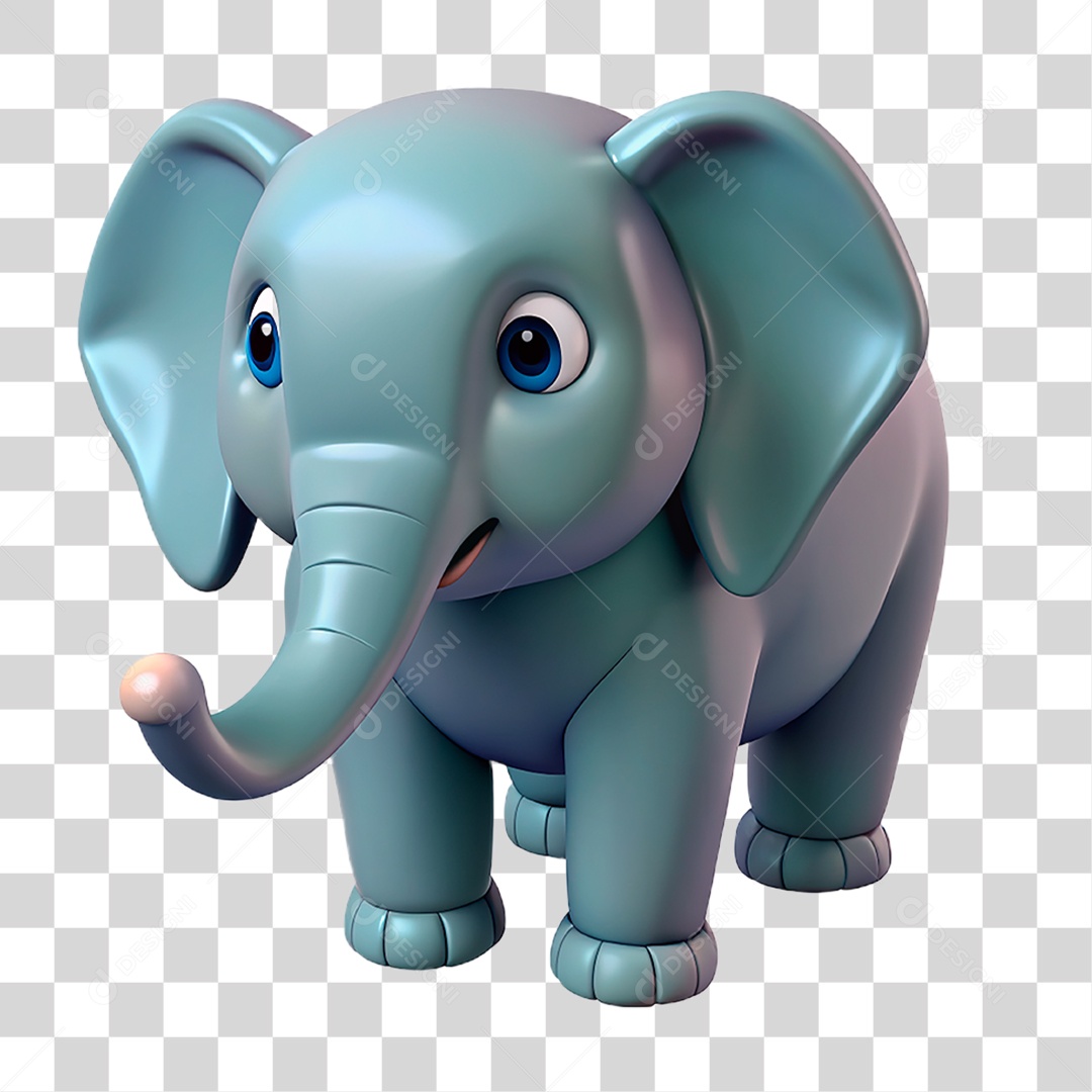 Mascote 3D Elefante PNG Transparente