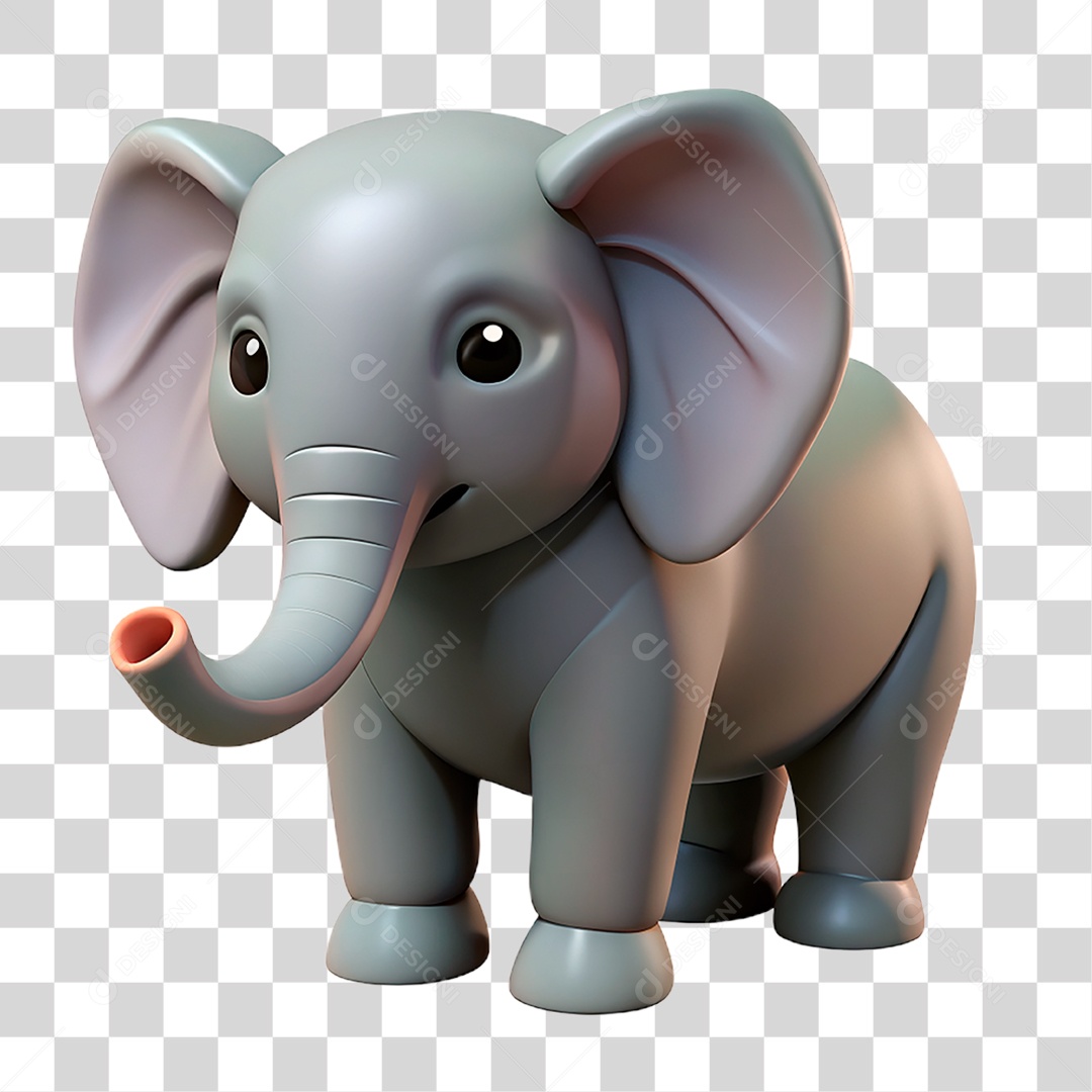 Mascote 3D Elefante PNG Transparente