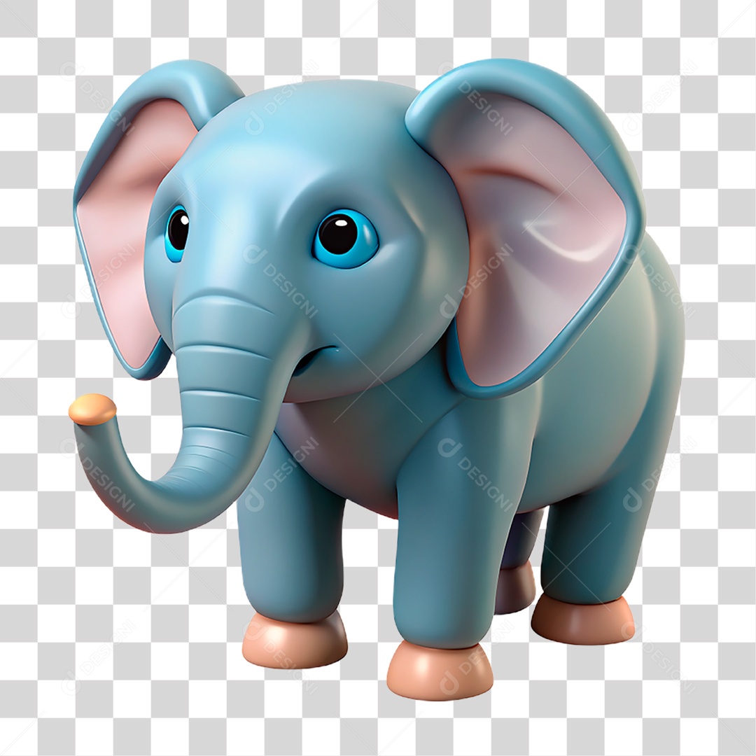 Mascote 3D Elefante PNG Transparente