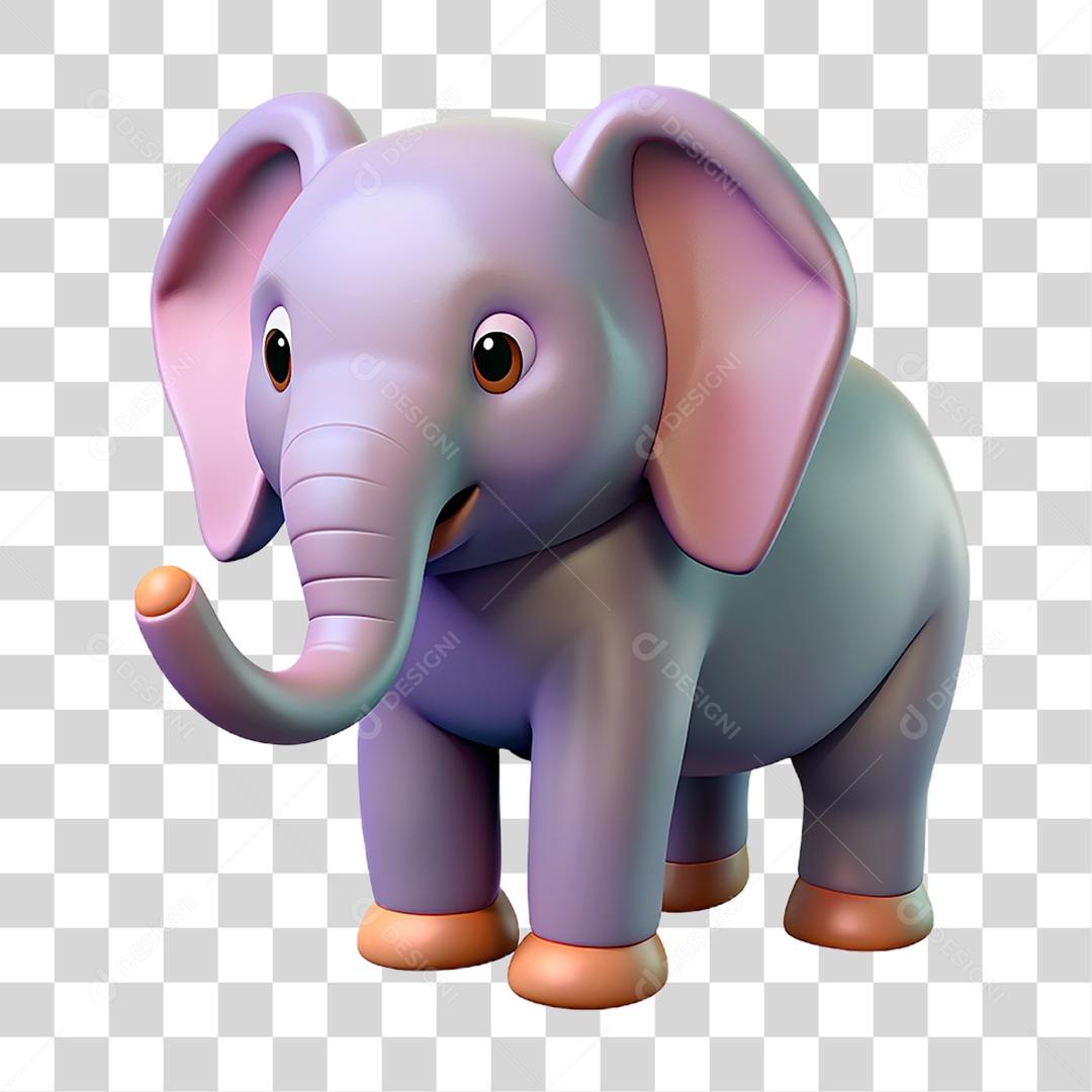 Mascote 3D Elefante PNG Transparente