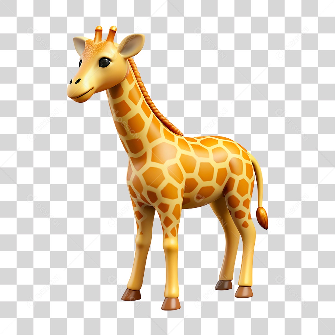 Mascote 3D Girafa PNG Transparente