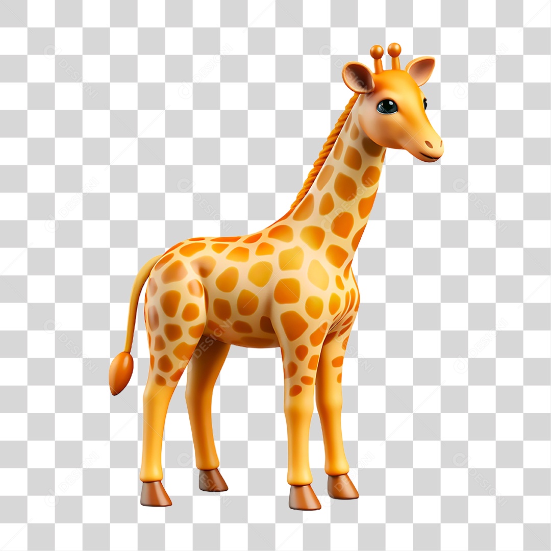 Mascote 3D Girafa PNG Transparente