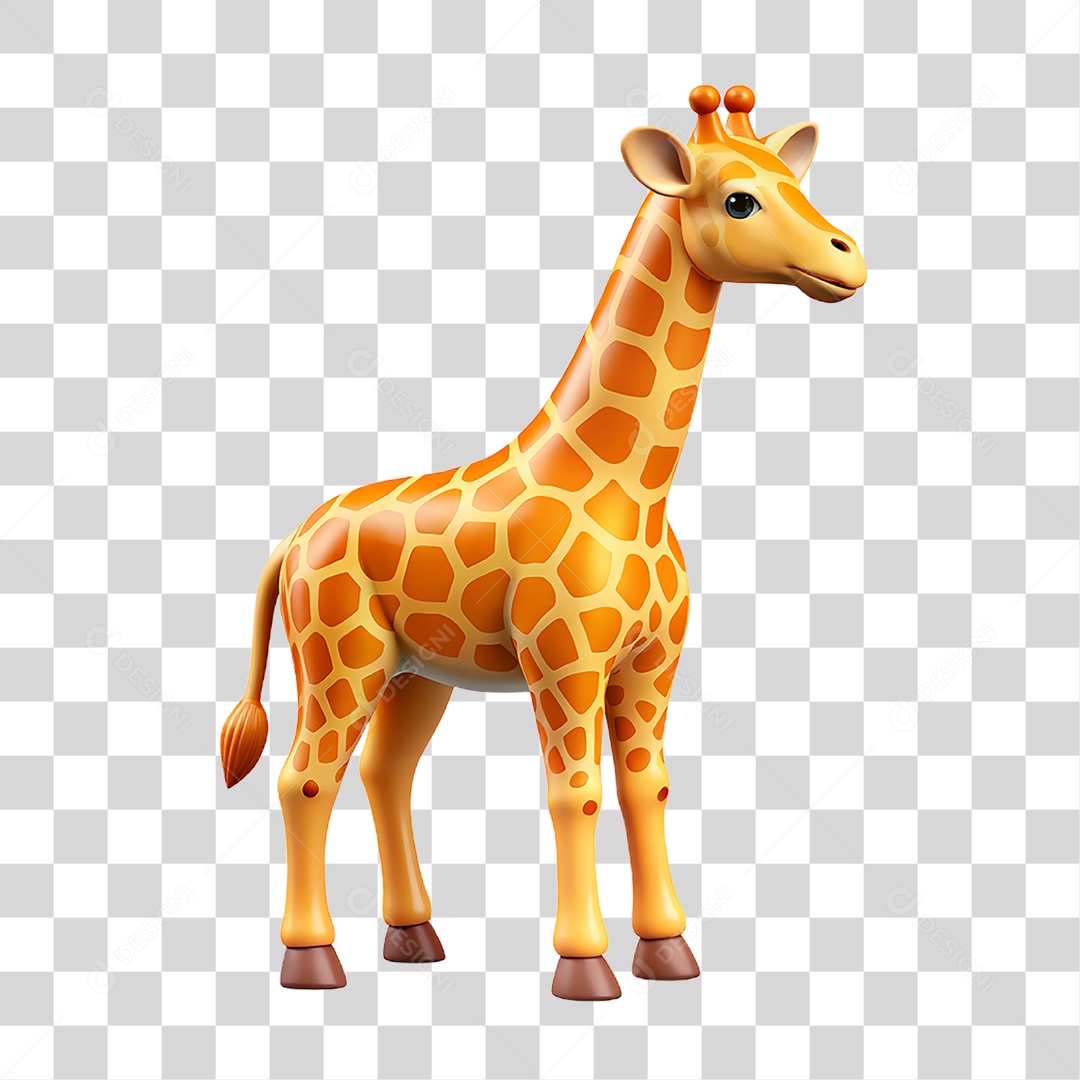 Mascote 3D Girafa PNG Transparente