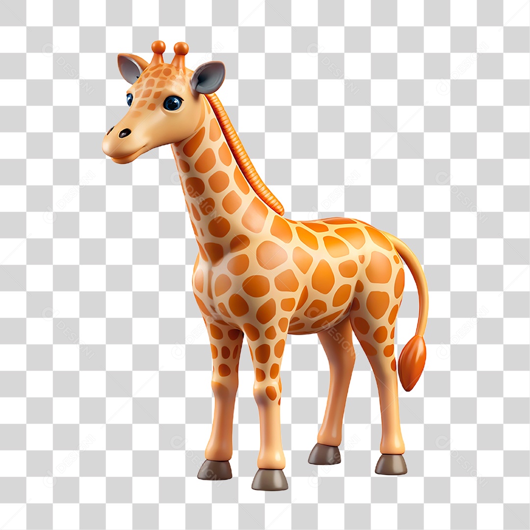 Mascote 3D Girafa PNG Transparente
