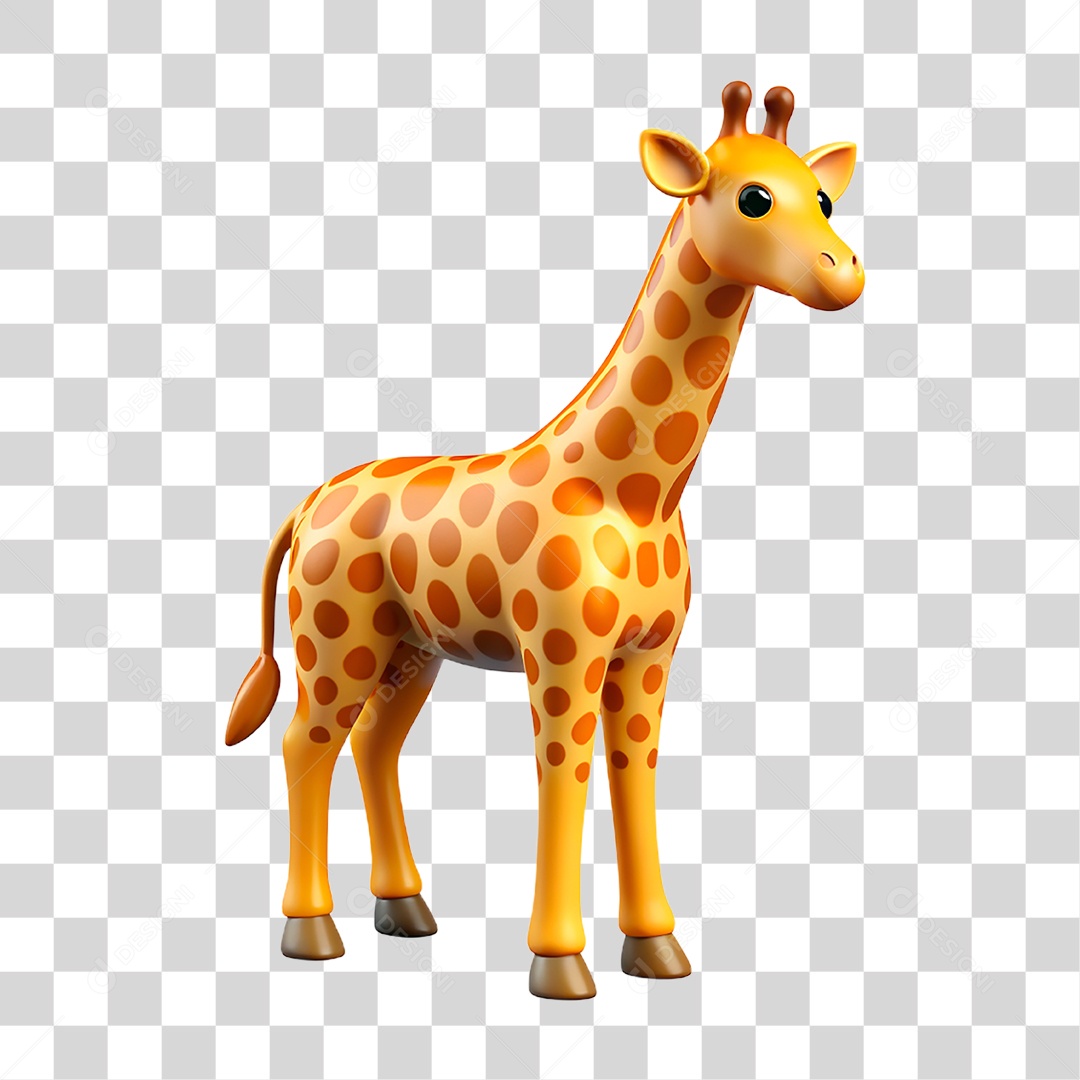 Mascote 3D Girafa PNG Transparente