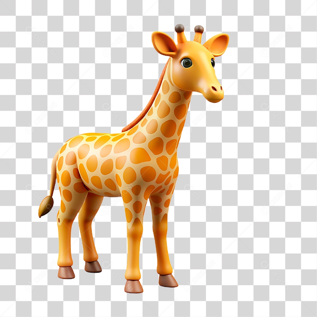 Mascote 3D Girafa PNG Transparente