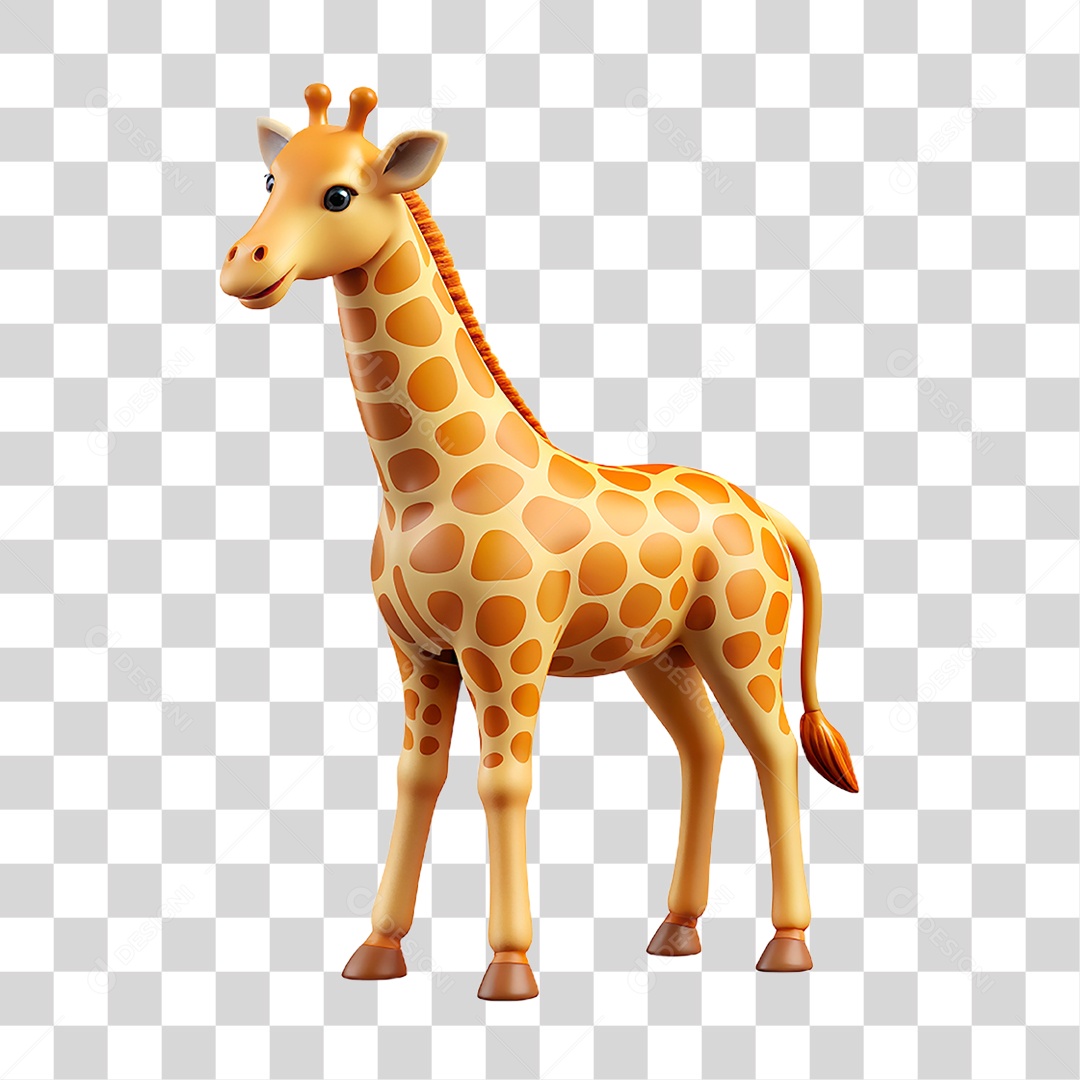 Mascote 3D Girafa PNG Transparente