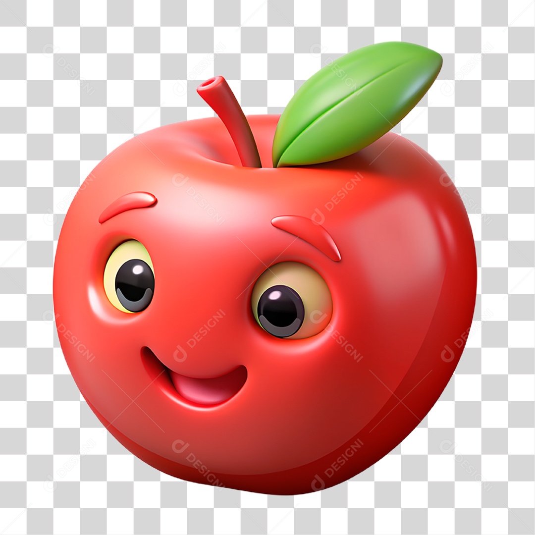 Mascote 3D Maçã PNG Transparente
