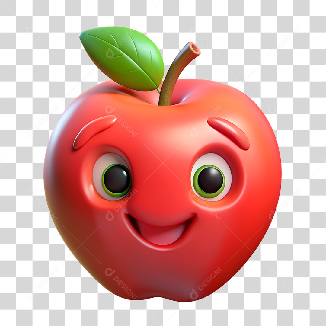 Mascote 3D Maçã PNG Transparente