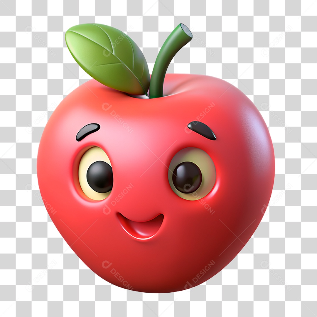 Mascote 3D Maçã PNG Transparente
