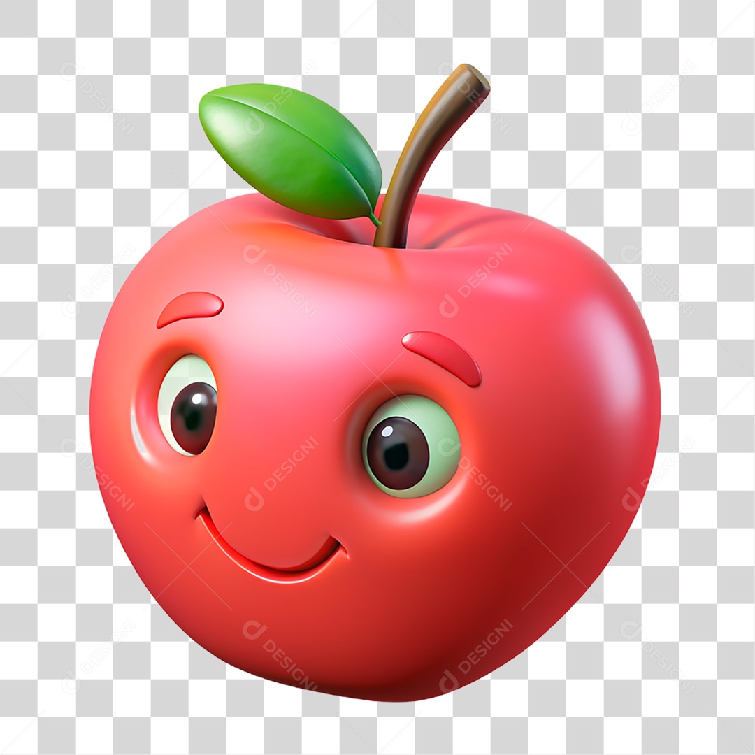 Mascote 3D Maçã PNG Transparente