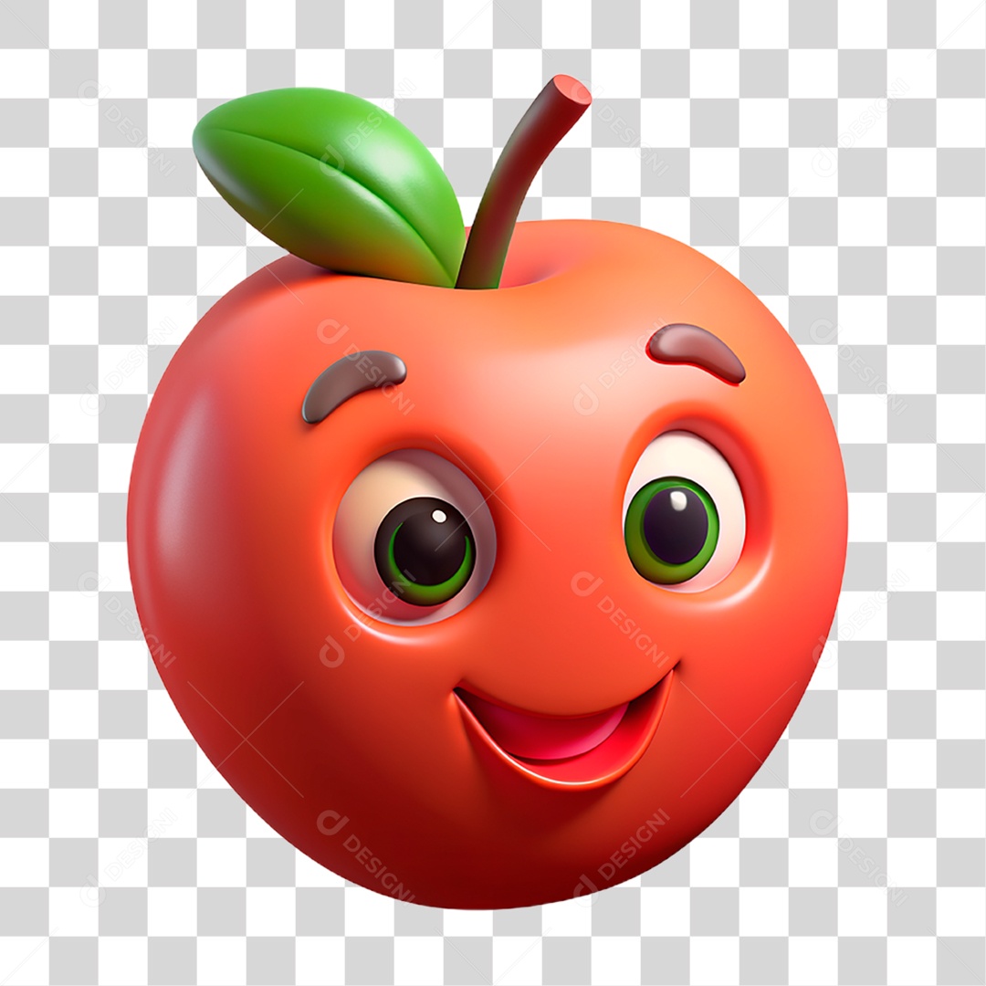 Mascote 3D Maçã PNG Transparente