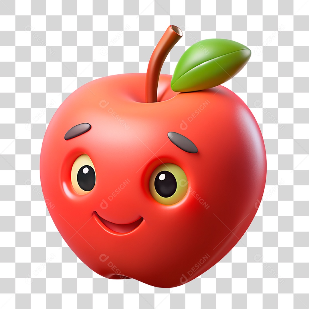 Mascote 3D Maçã PNG Transparente