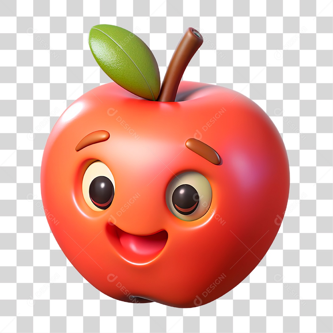 Mascote 3D Maçã PNG Transparente