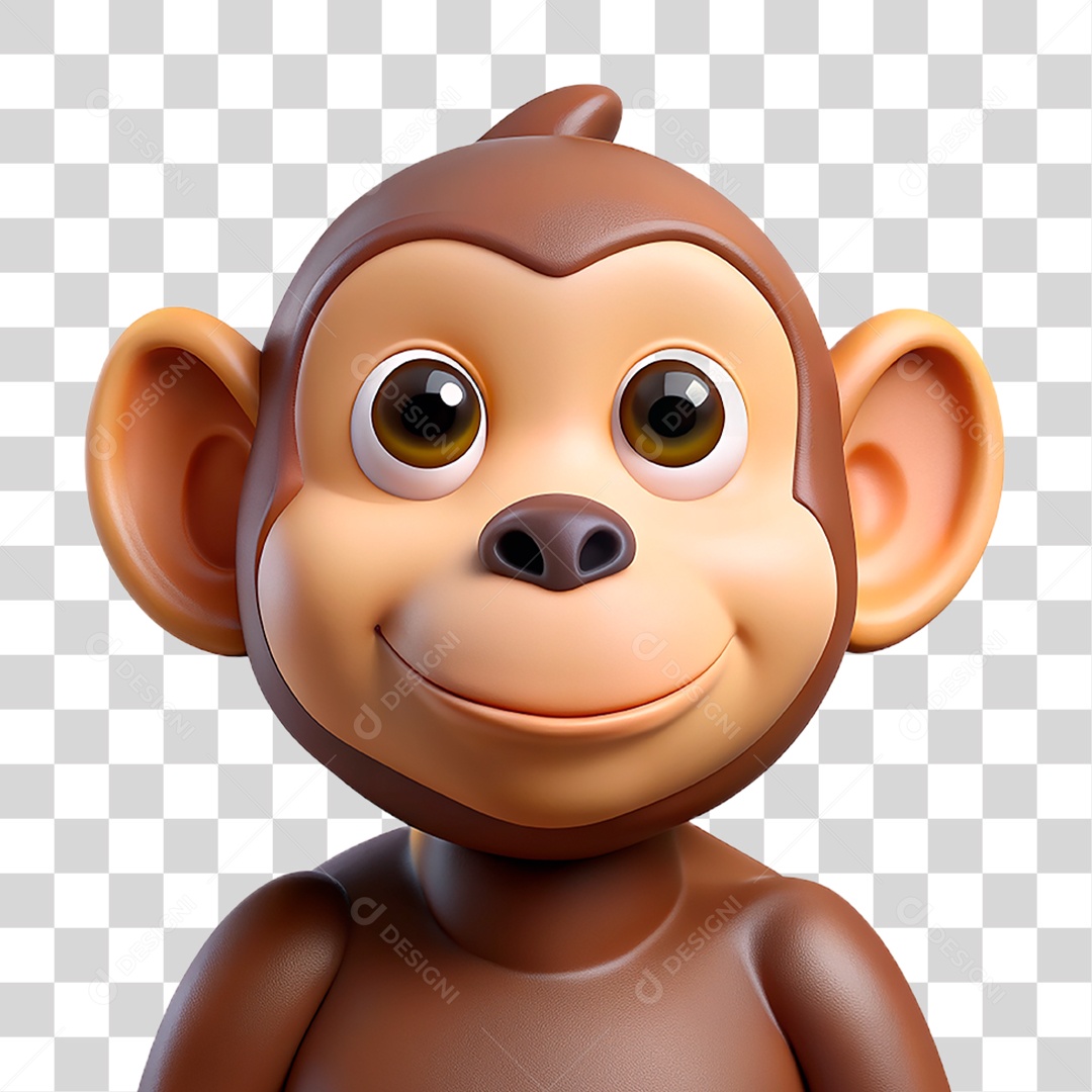 Mascote 3D Macaco PNG Transparente