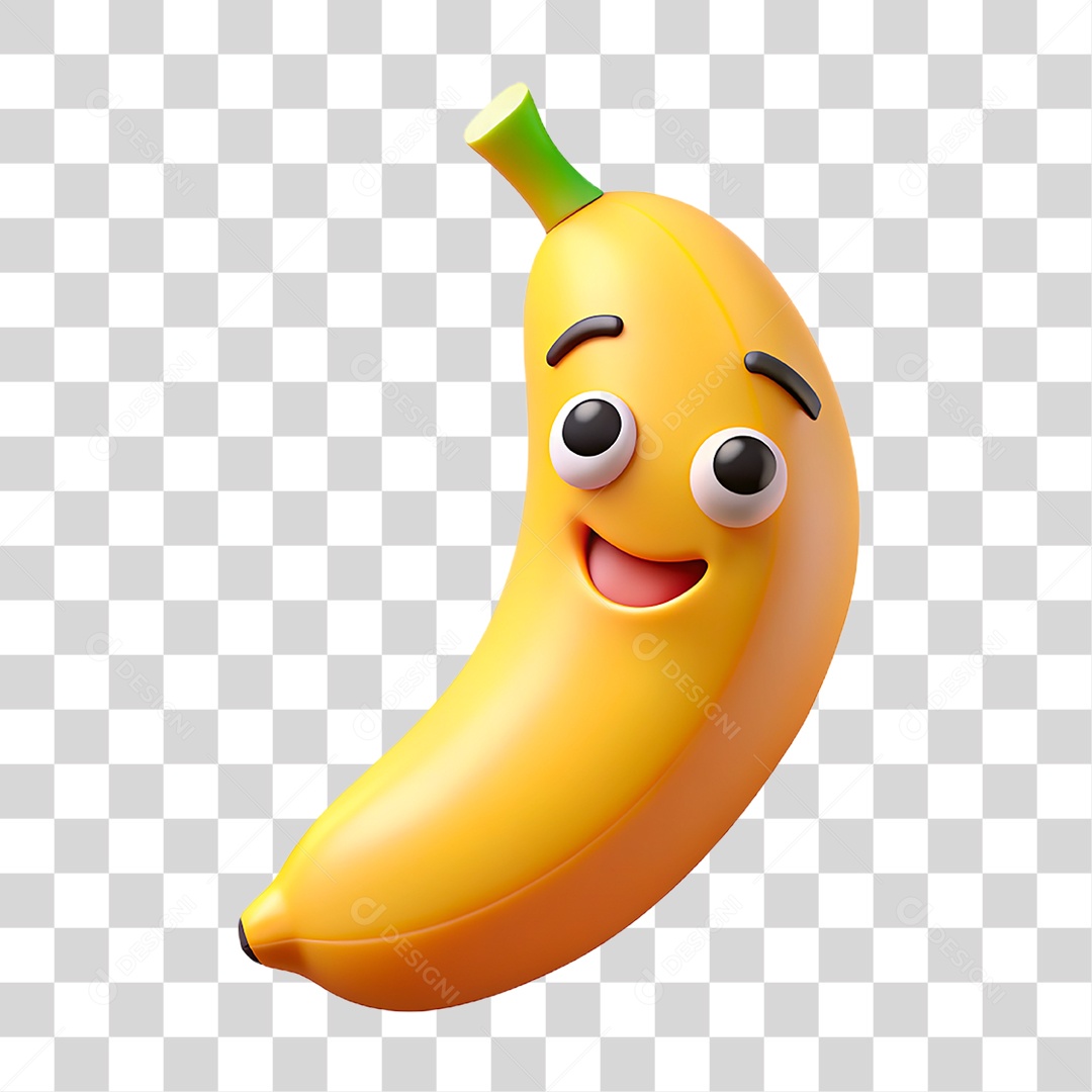 Mascote 3D Banana PNG Transparente
